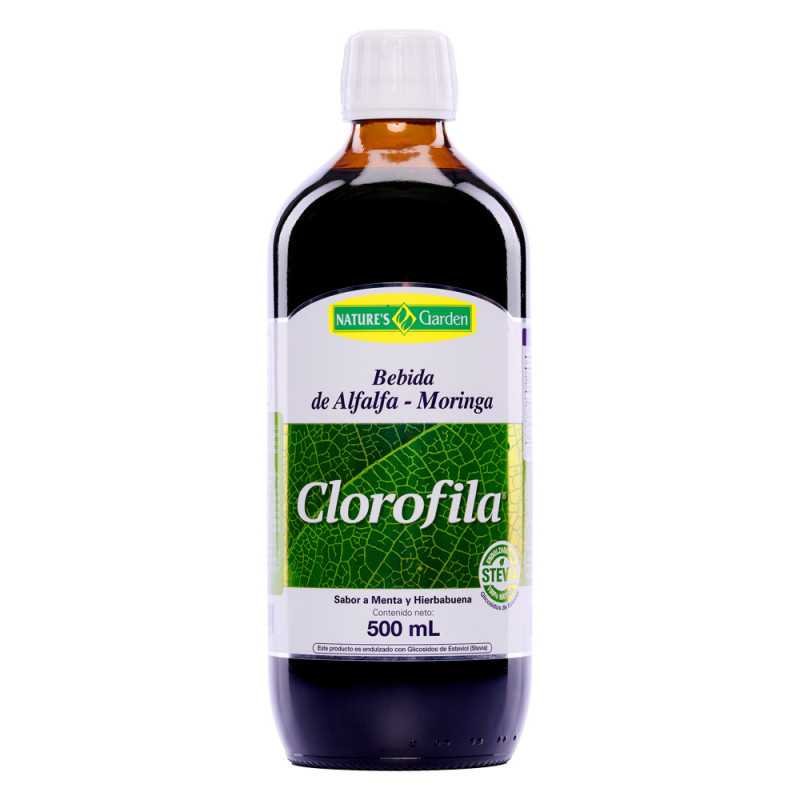 BEBIDA DE ALFALFA, MORINGA, CLOROFILA FRASCO X 500 ML