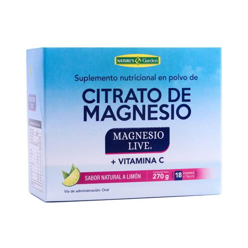 CITRATO DE MAGNESIO SABOR LIMÓN EN SOBRE 15 G CAJA 18 U.