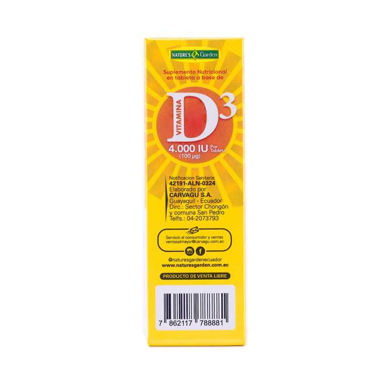 SUPLEMENTO NUTRICIONAL VITAMINA D3 TABLETA CAJA X 40 U