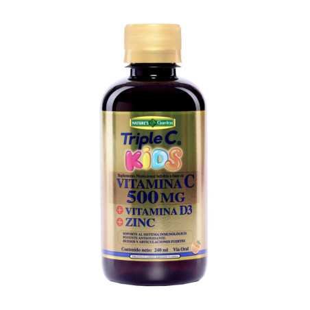 TRIPLE C KIDS JARABE DE VITAMINA C 500 MG , VITAMINA D3 Y ZINC FRASCO X 240 ML
