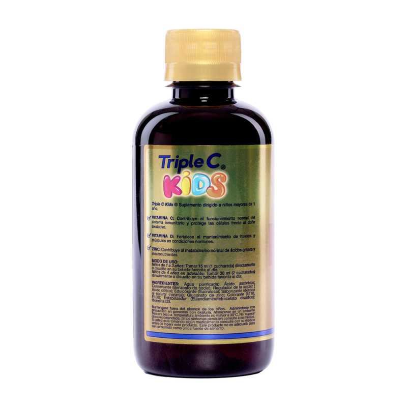 TRIPLE C KIDS JARABE DE VITAMINA C 500 MG , VITAMINA D3 Y ZINC FRASCO X 240 ML